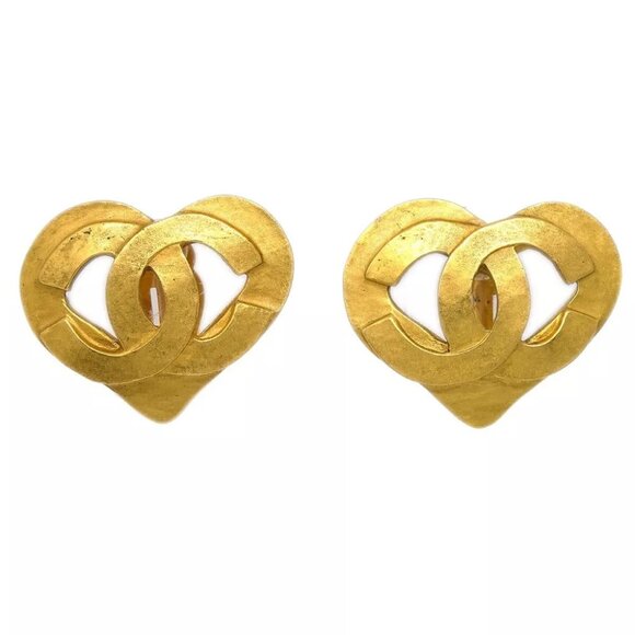 Chanel Gold Heart Earrings Clip-On 95P 133082 - Picture 1 of 4